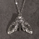 Skull & Moth Pendant Necklace