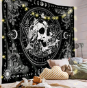 1pc Skull Flower Moon Phase Print Tapestry